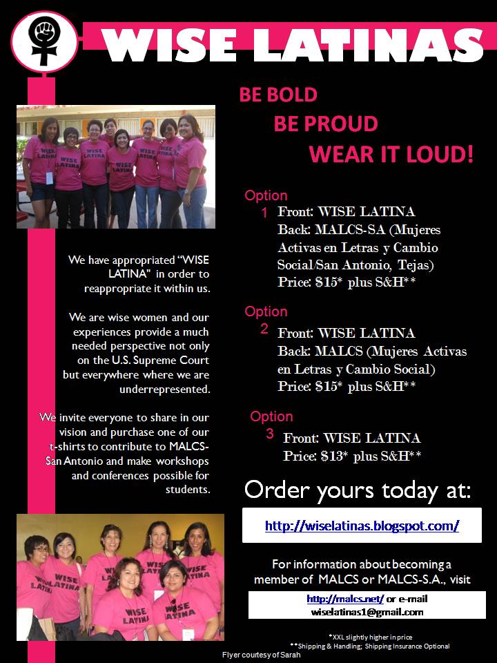 Click to order a Wise Latina t-shirt Click to order a Wise Latina t-shirt
